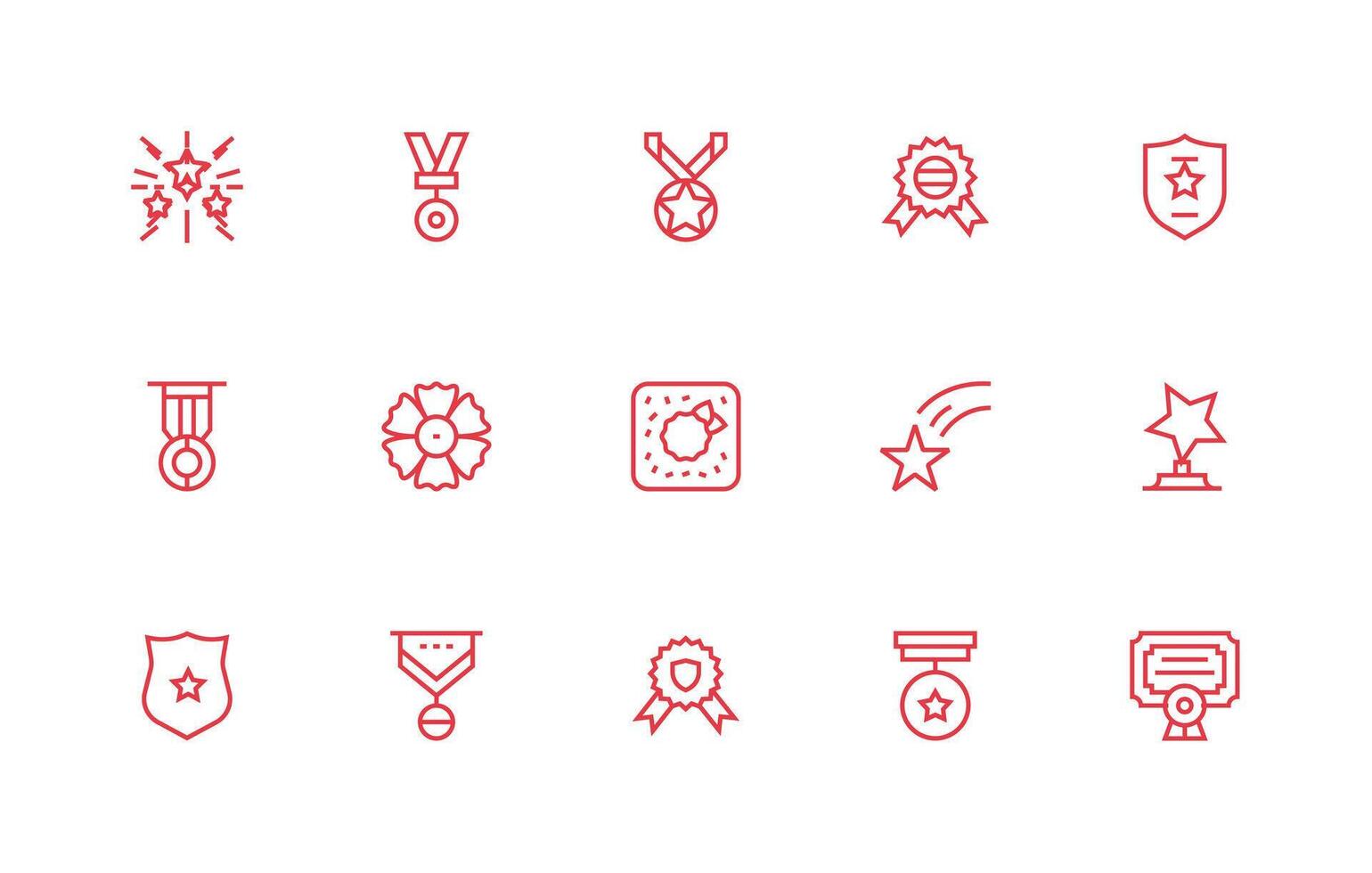 Commendation Set with 15 Regular Line Icons vector