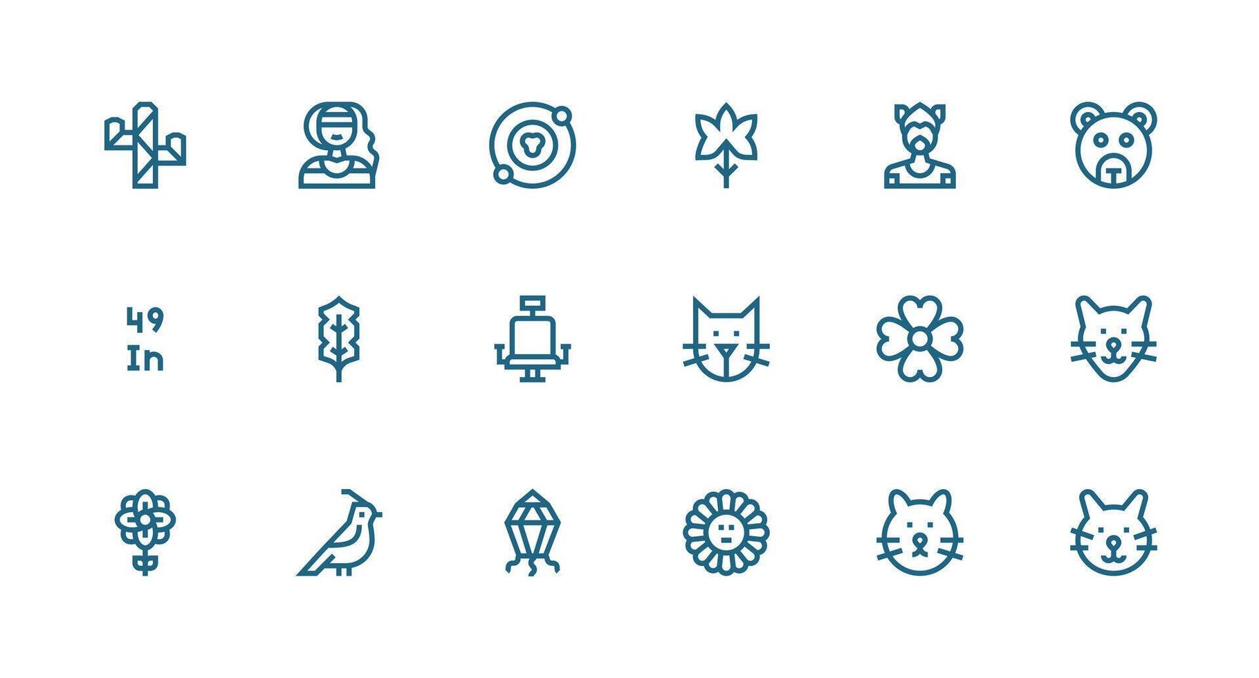 Linear Icon Set with 18 Strong Stroke Line Graphics vector