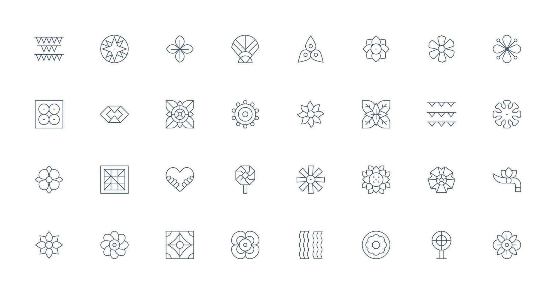 32 Thin Line Icons for Motif Graphics vector