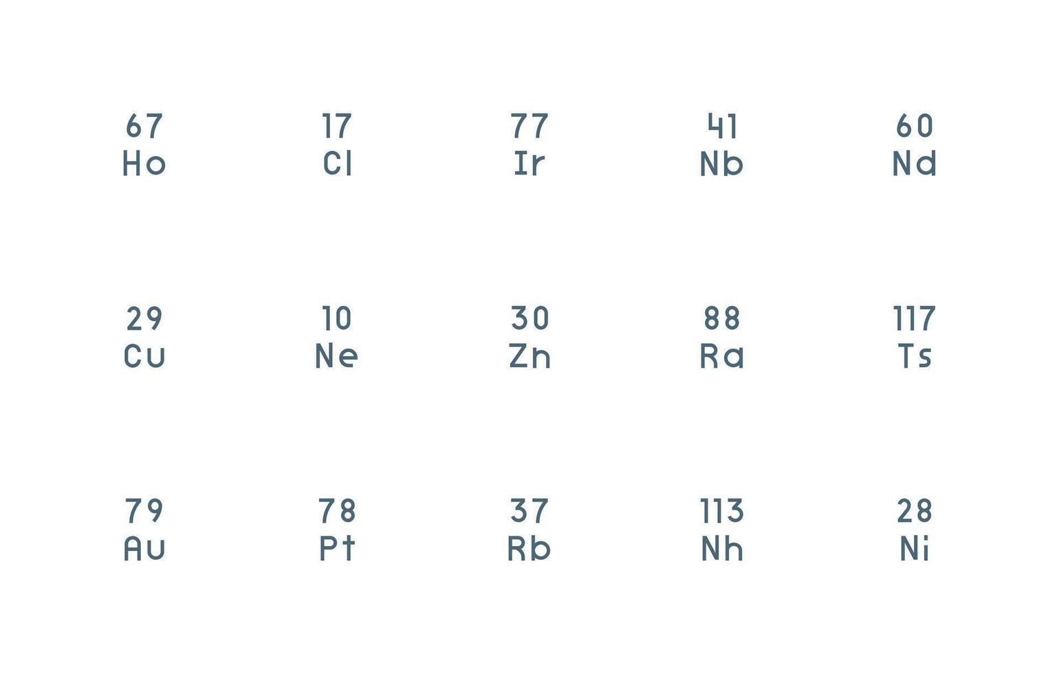 Regular Line Icons from Atomic Number Set with 15 Vectors