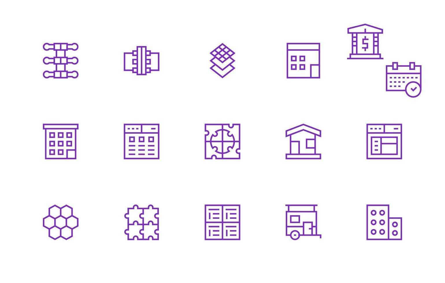 15 Icons for Modular in Regular Line Format vector