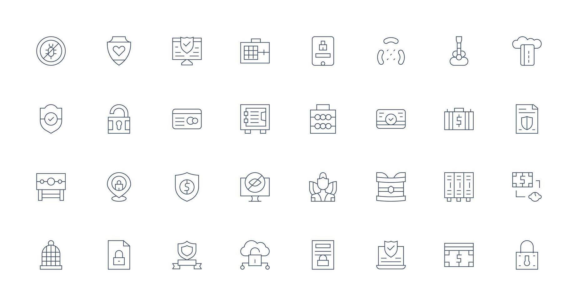 Secure Set with 32 Thin Line Icons vector