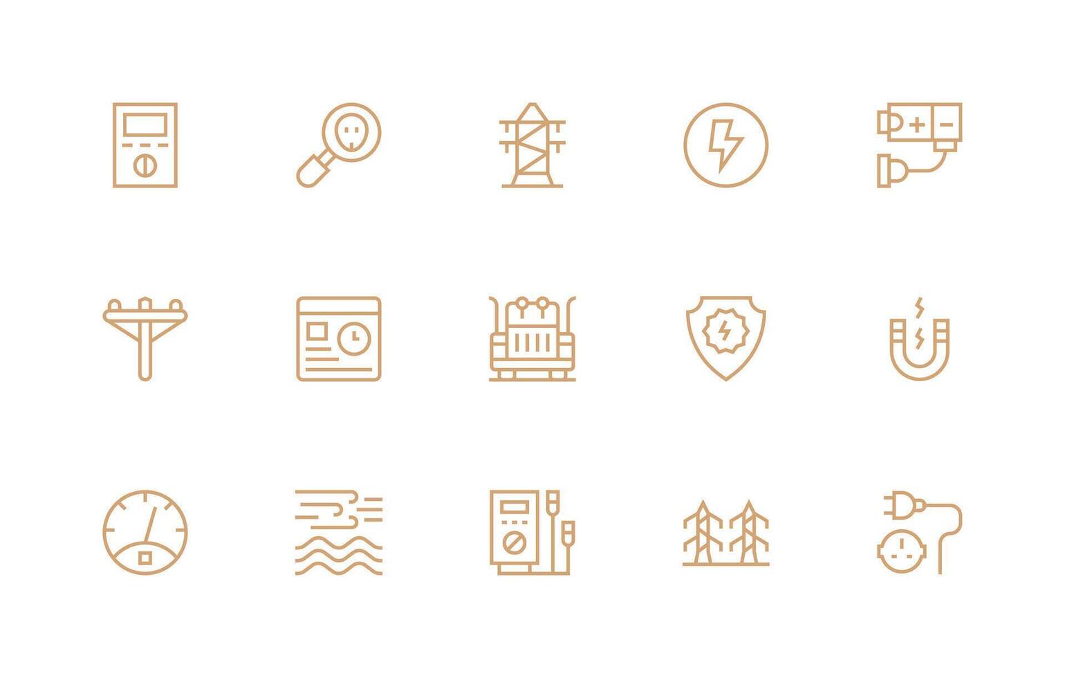 Current Icon Set with 15 Regular Line Graphics vector
