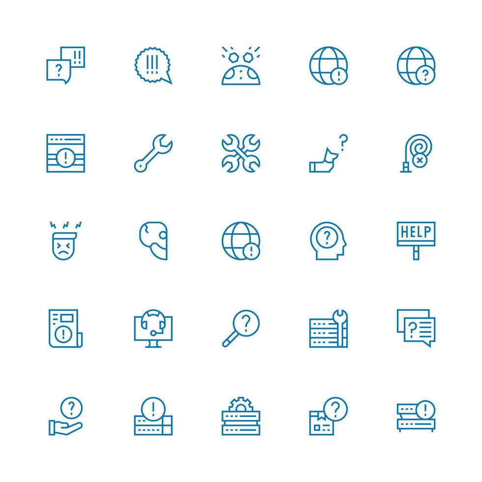 Troubleshooting featuring 25 Icons in Medium Stroke Outline Design vector