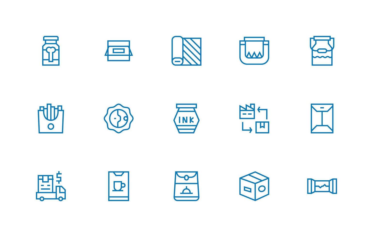 Package Icon Set with 15 Regular Line Graphics vector