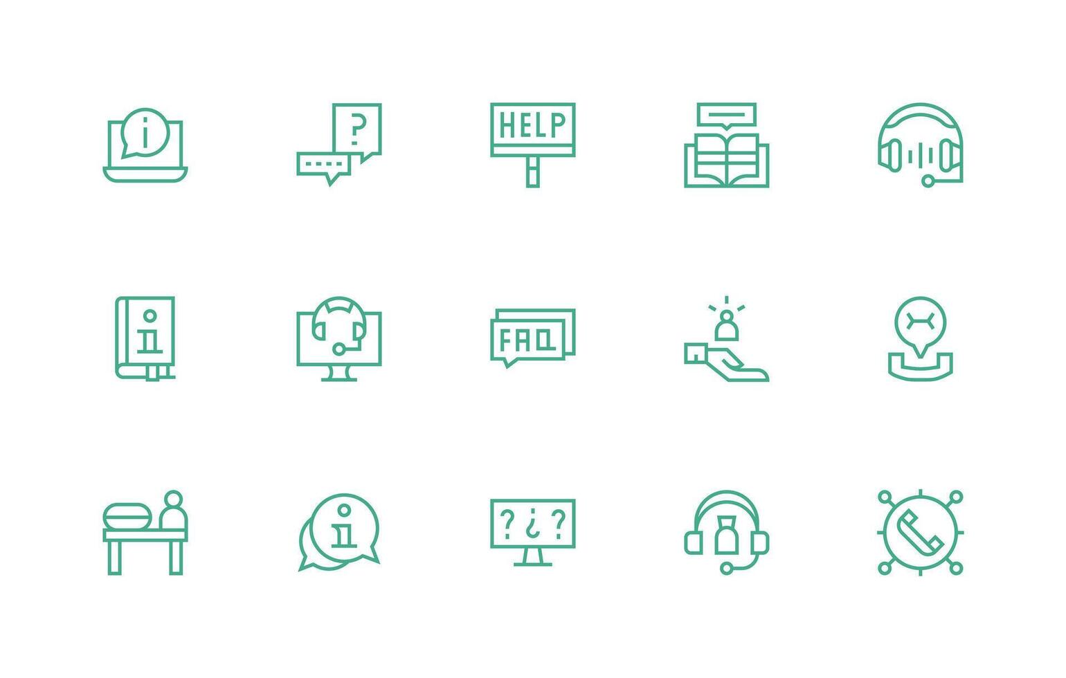 Regular Line Icons from Support Center Set with 15 Vectors
