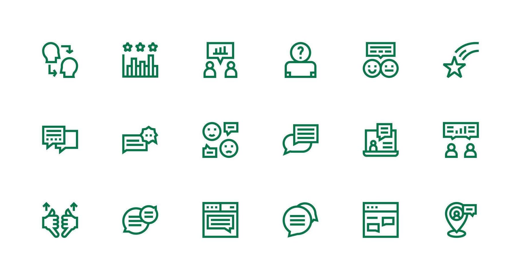 18 Icons for User Feedback in Strong Stroke Line Format vector