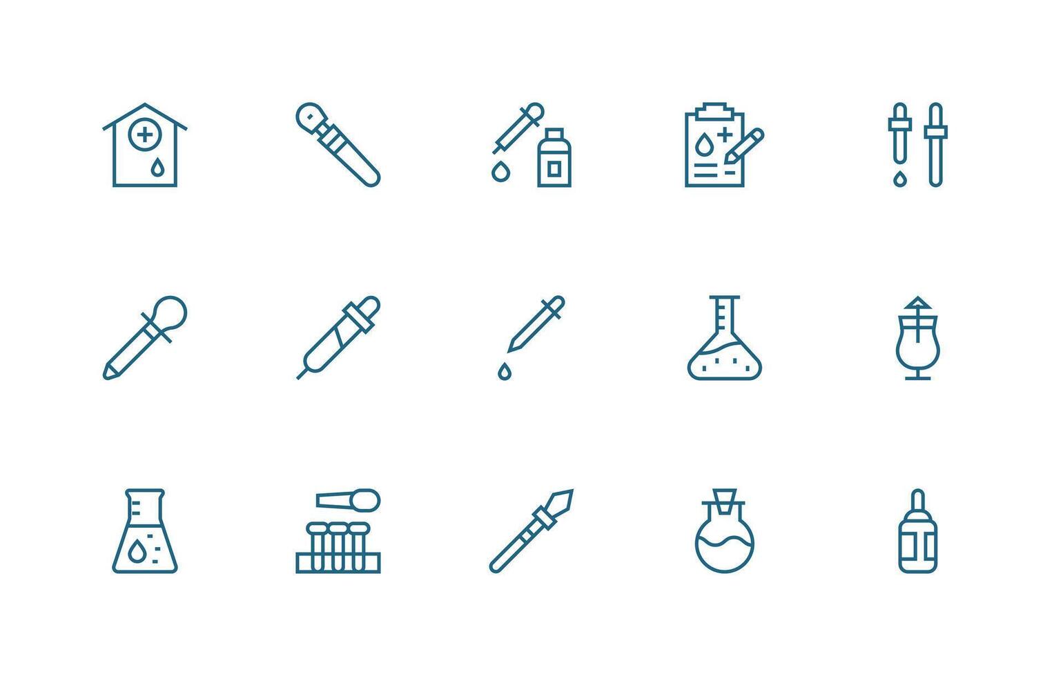 15 Icons for Sample in Regular Line Format vector