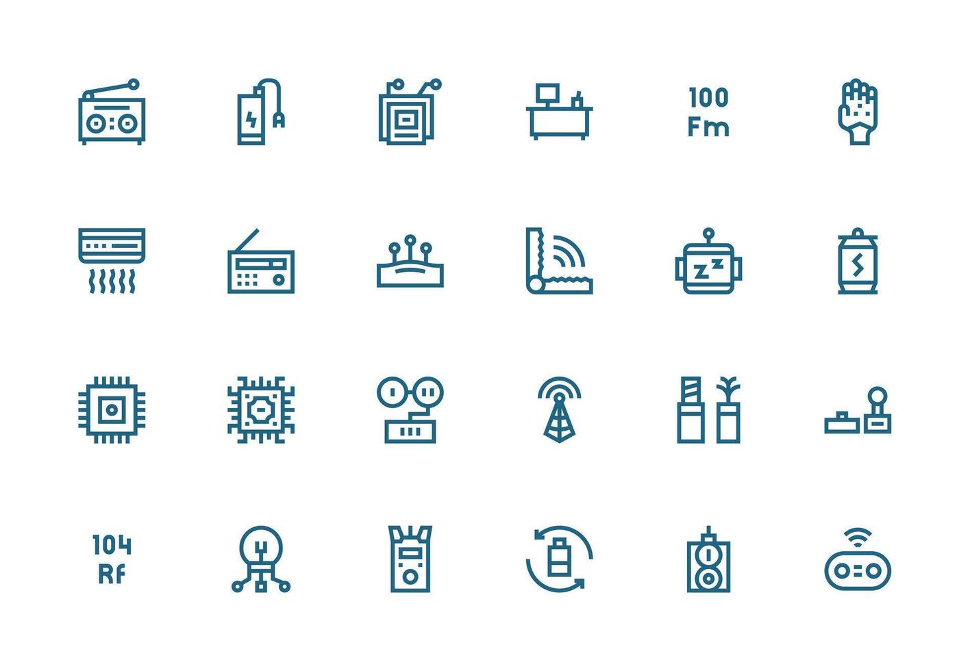 electrónica icono conjunto con 24 grueso línea línea gráficos vector