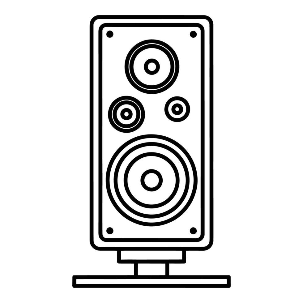Tall speaker system with three circular speakers and base audio sound vector