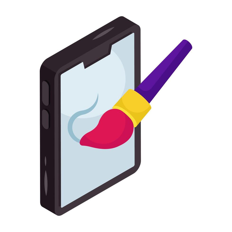 Conception isometric isometric design icon of mobile isometric designing vector