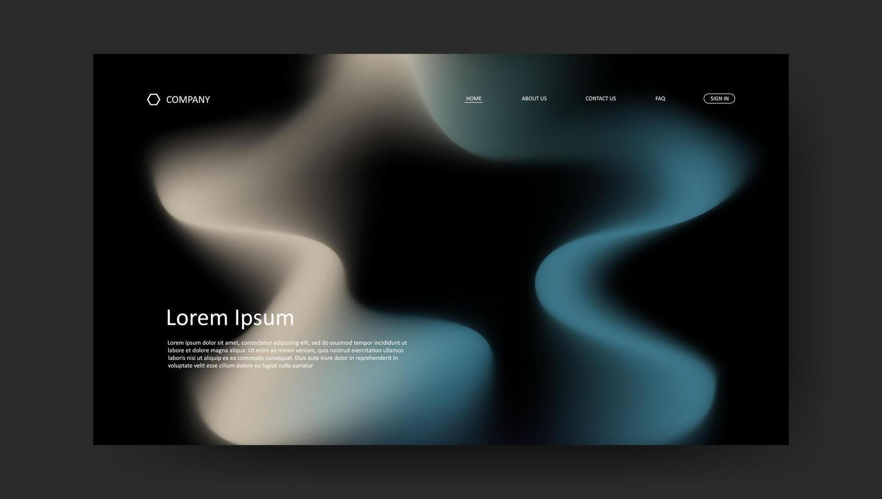 landing page dark background with elegant fluid gradient design vector