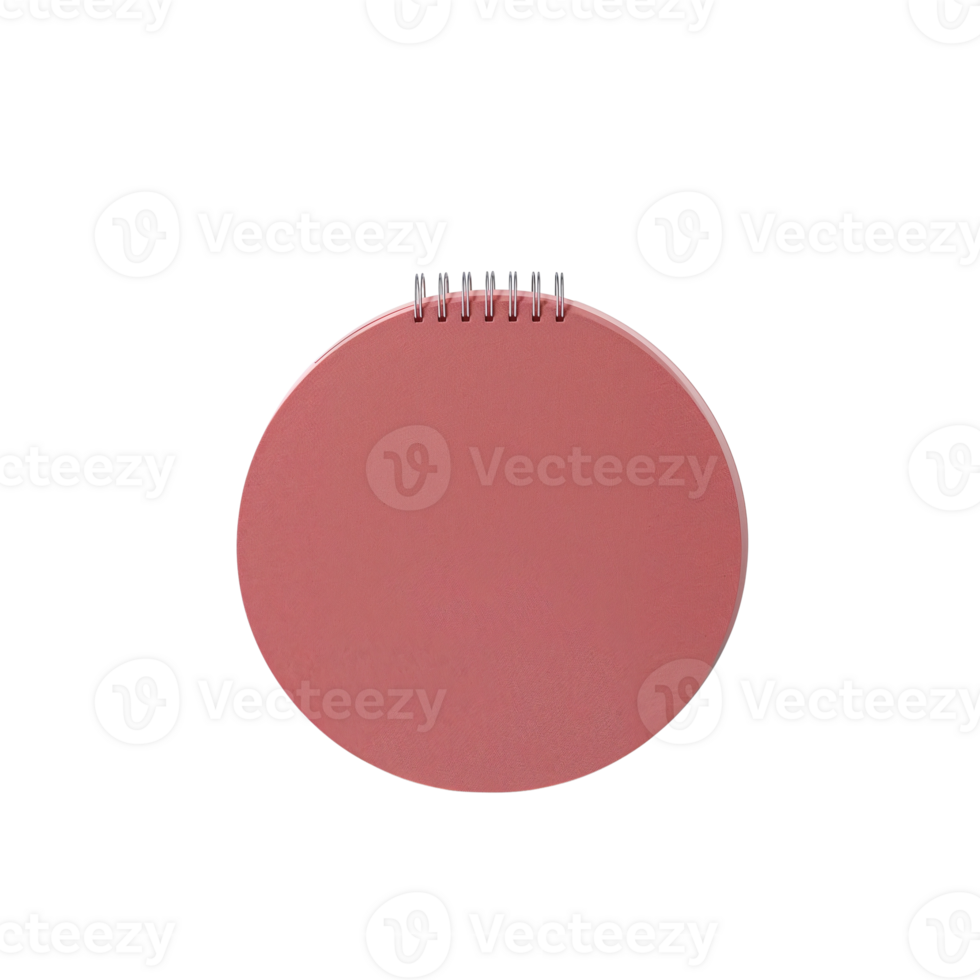 salmone circolare taccuino modello con metallico spirale rilegatura su trasparente sfondo elemento per png