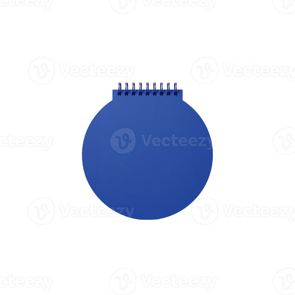 isolato blu circolare taccuino con spirale rilegatura contro un' trasparente sfondo minimo e png