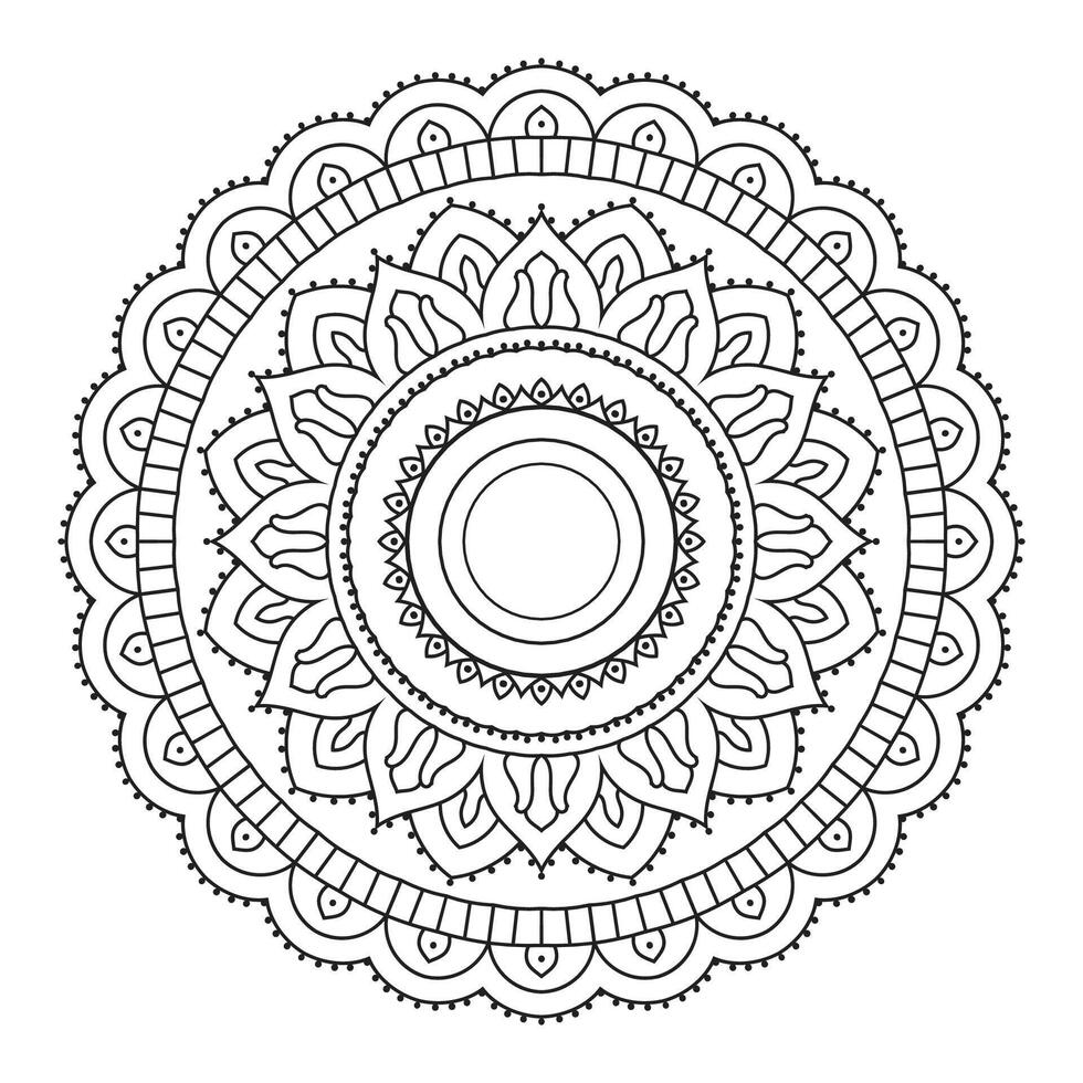 Intricate Mandala Design Featuring Floral and Geometric Patterns Creating a Symmetrical and Harmonious Visual Art Piece vector