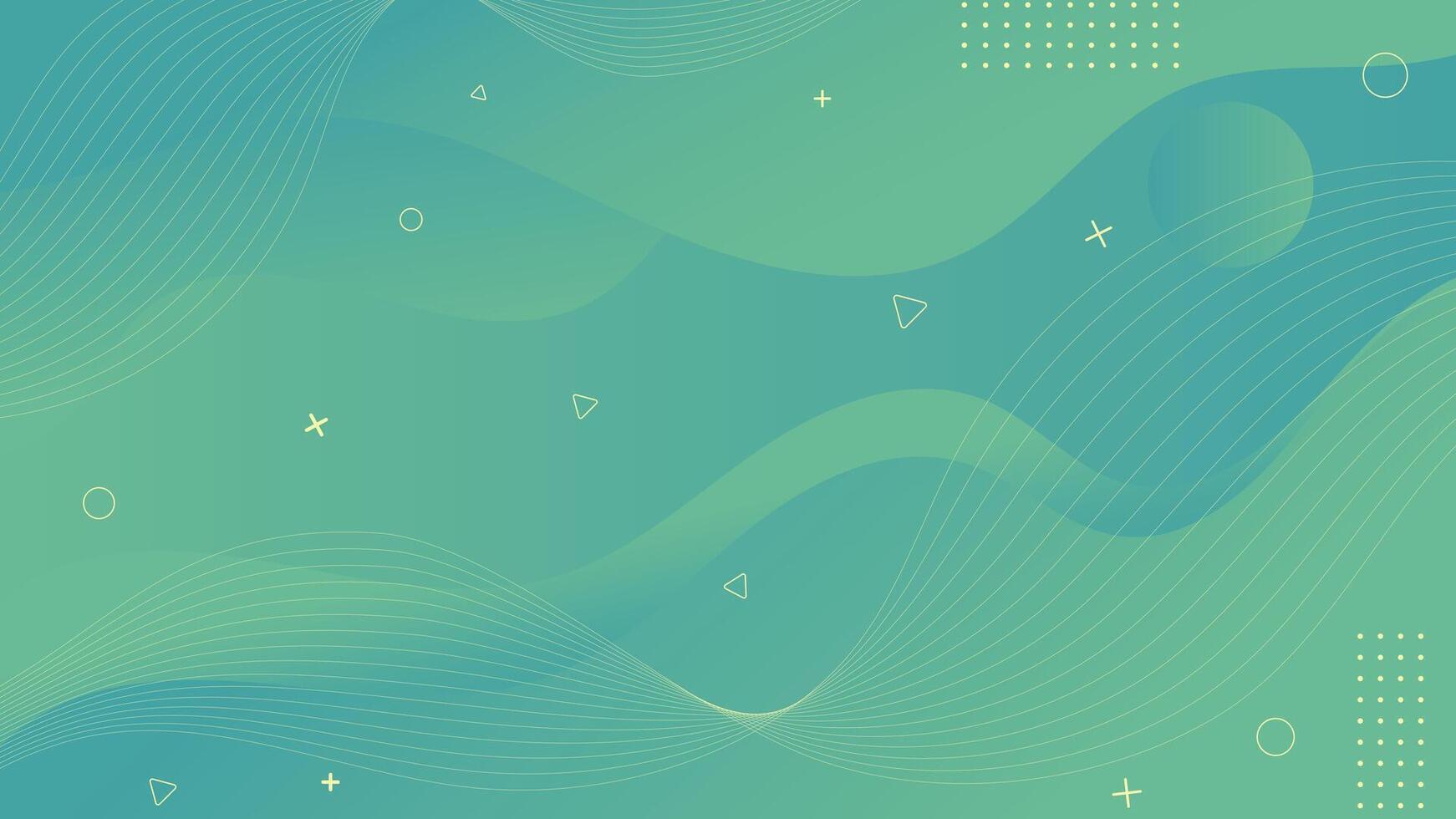 Modern abstract background featuring green gradient waves, thin flowing lines, and minimal geometric shapes. Perfect for presentations, posters, banners, and digital designs. vector