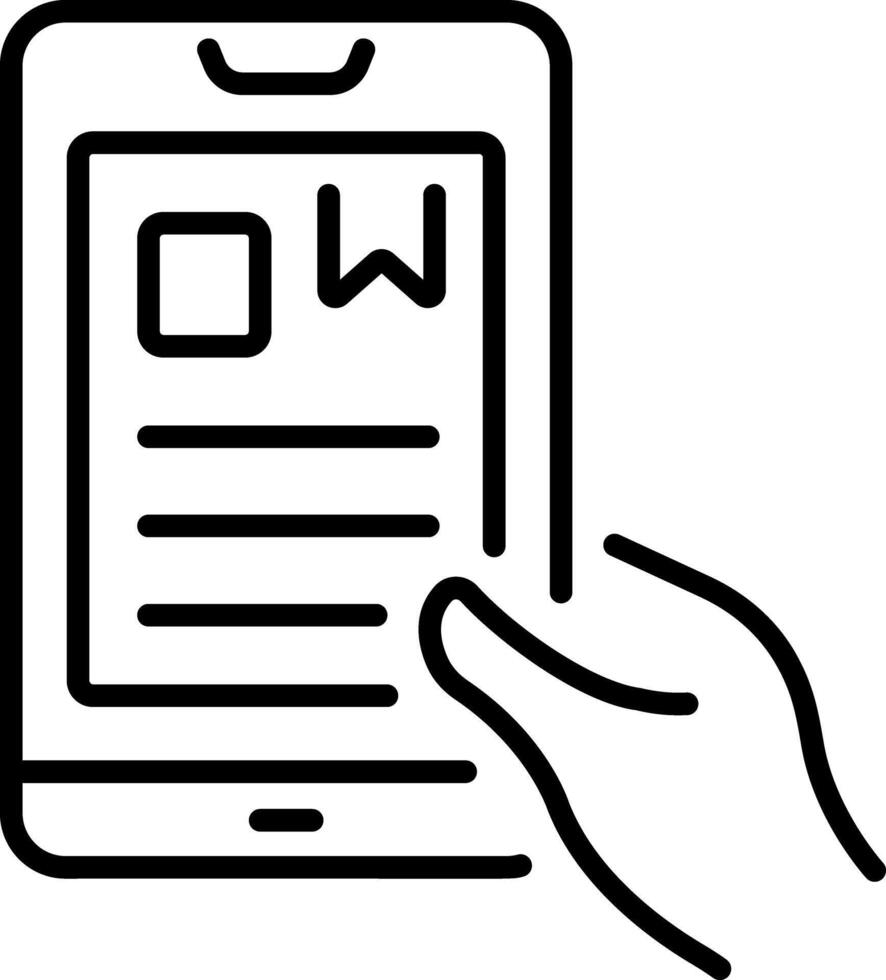 A linear icon representing an e reader device vector