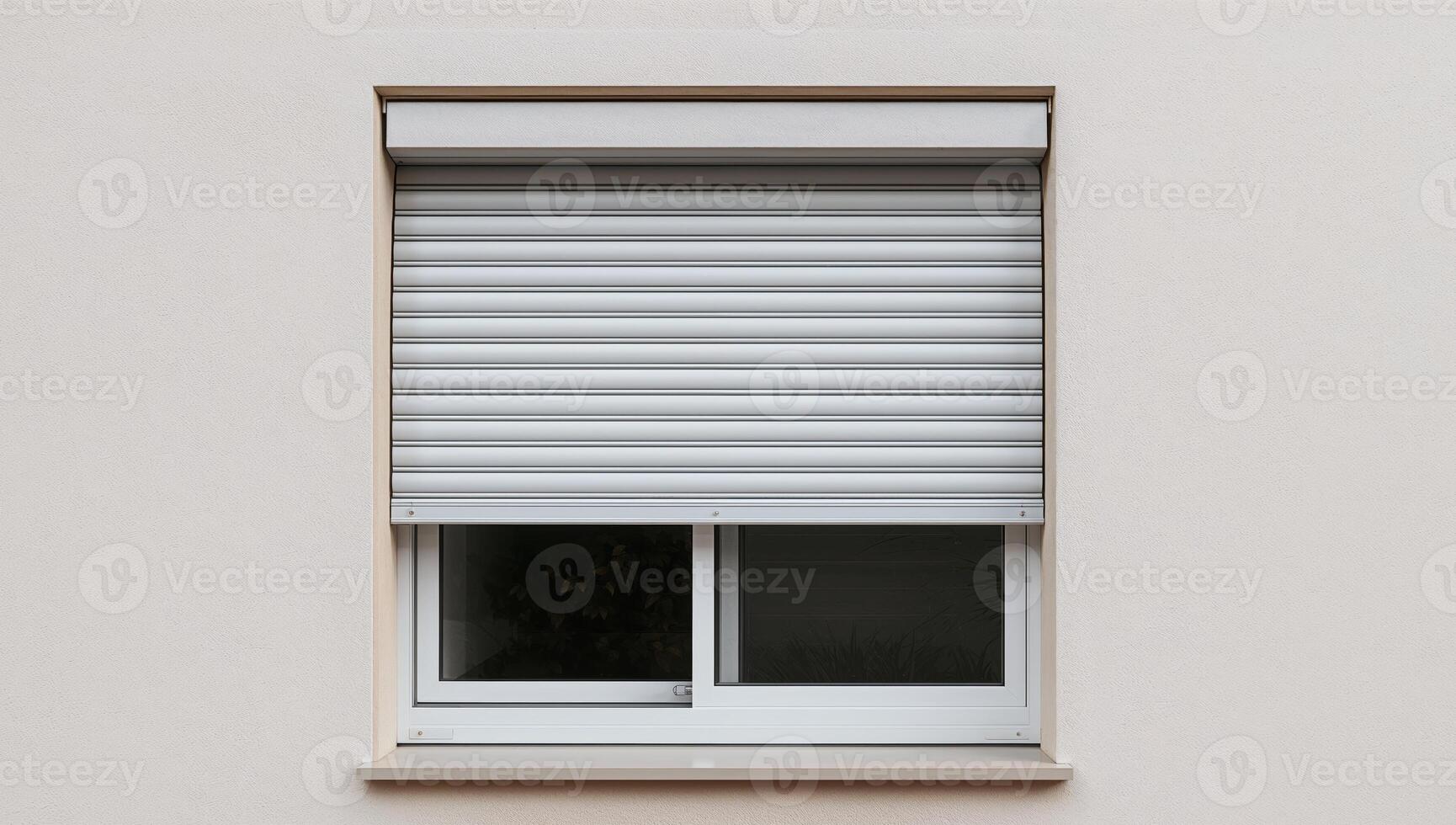 Facade Element, Window Structure with Partial Roller Shutter Coverage. photo