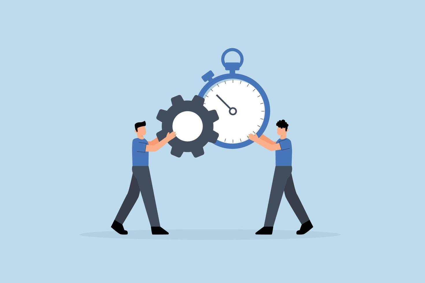 Efficiency , Businessman optimize efficiency by combining clock timer and gear cogwheel. vector