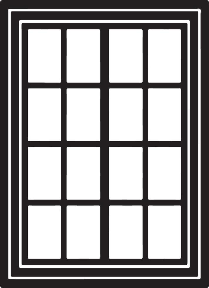 Classic architectural window frame with multiple panes silhouette isolated on white background vector