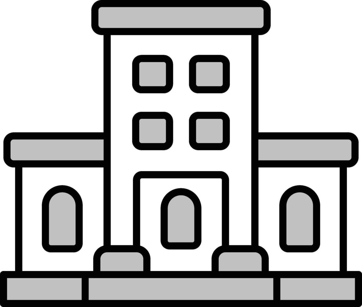 Gray building icon with arched doorways on white background architecture structure vector