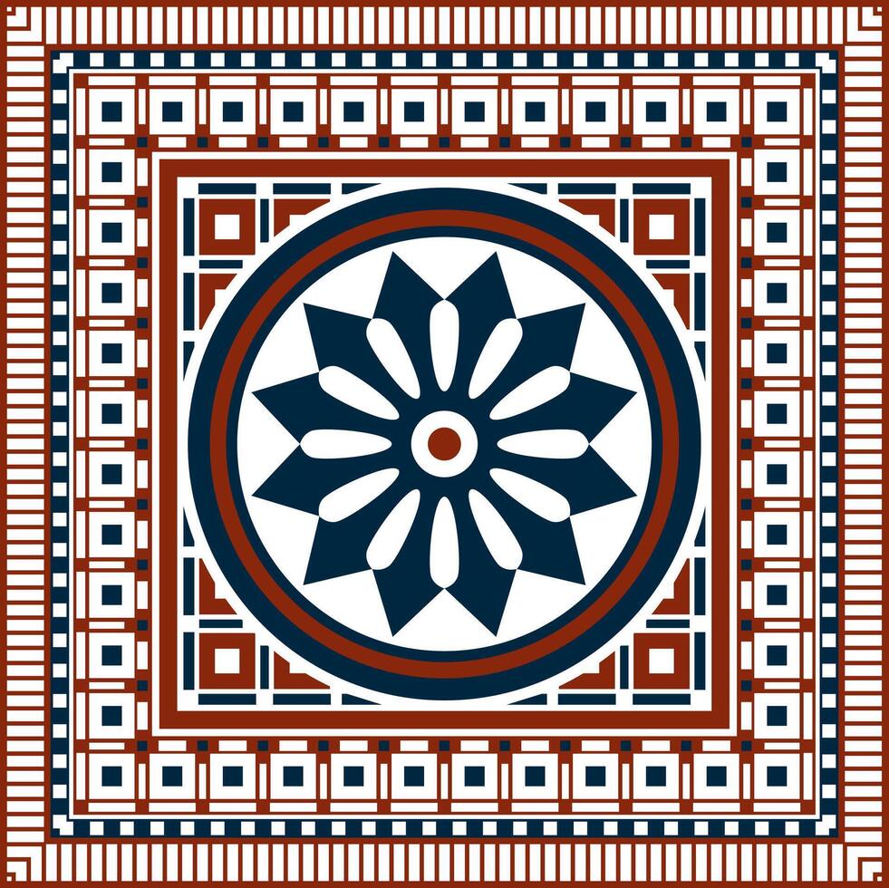 square Assyrian color ornament. Rectangle, border, frame of Mesopatamia, Pattern of the ancient East. vector