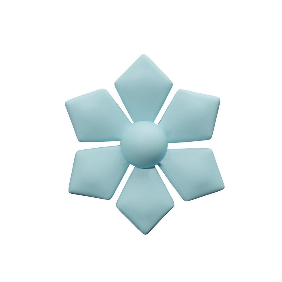 3d shuriken snowflake. Meteorology realistic element. symbol of cold, frost. Design element for winter season. Hexagon shape crystal in clay, plastic style vector