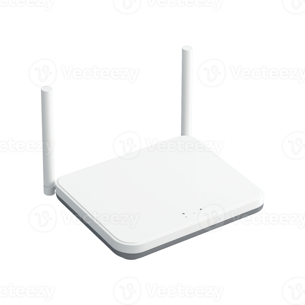 Wireless Router With Dual Antennas. High-Speed Internet Connectivity And Networking Device. Isolated On Transparent Background png