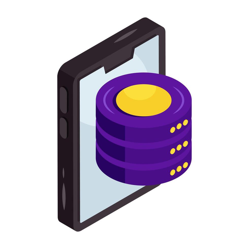 An icon Isometric design of mobile database vector
