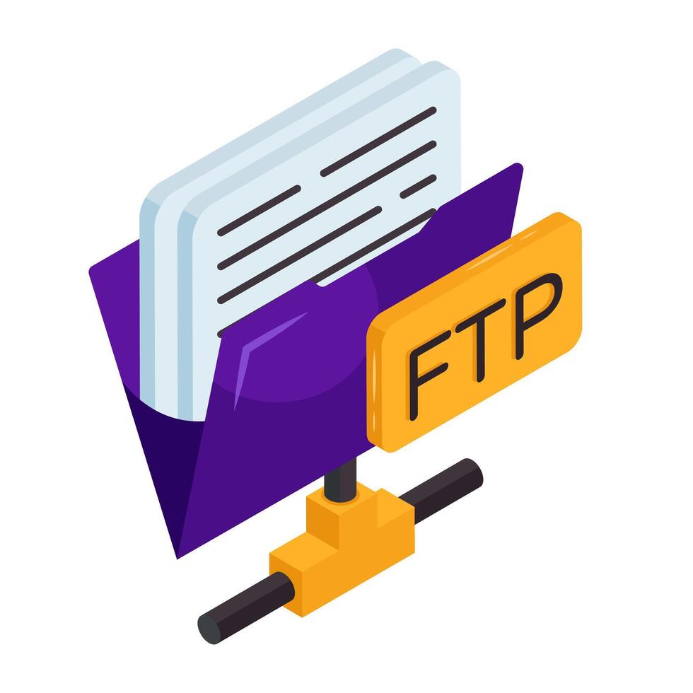 A unique Isometric design icon of ftp folder vector