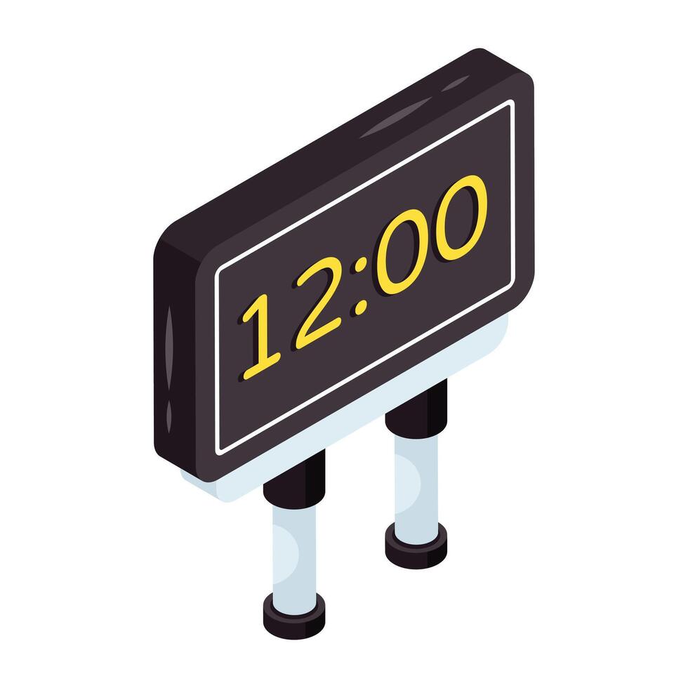 Editable Isometric design icon of digital clock vector