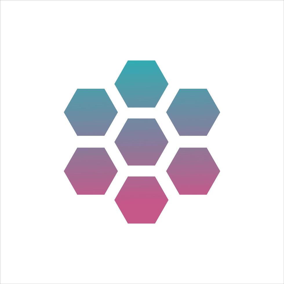 Siete hexágonos formando un como una flor modelo con degradado colores geométrico forma vector