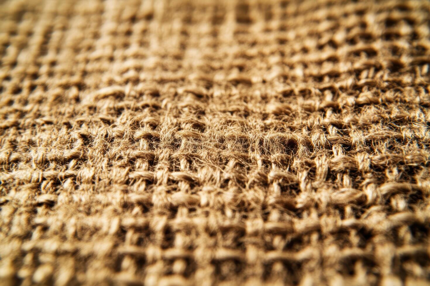 Close-up view of textured burlap fabric showing intricate weave patterns photo