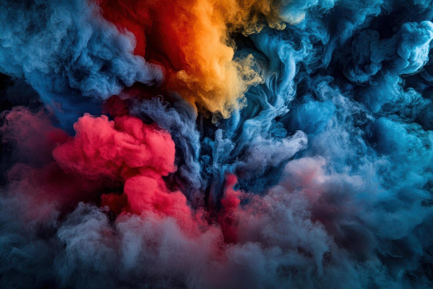 Colorful smoke patterns swirl together creating a vibrant abstract artwork photo