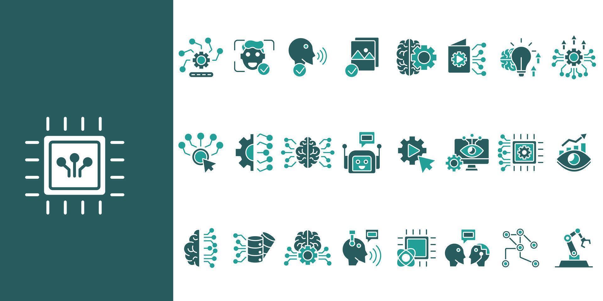 Artificial Intelligence icon set color vector