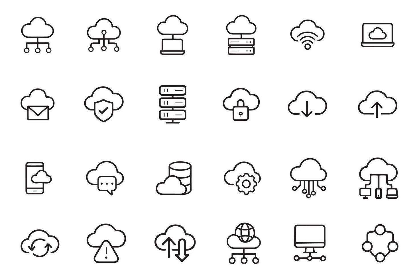 Collection of cloud computing icons vector