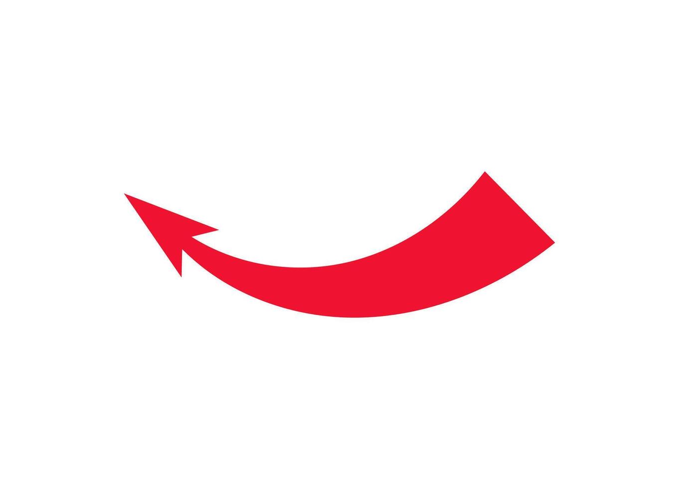 Dynamic red war arrow curves with thick shape representing motion and tactical strategy vector