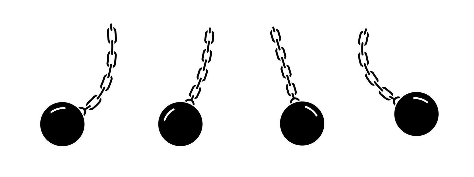 Wrecking ball sequence with chains in various styles for demolition and construction vector