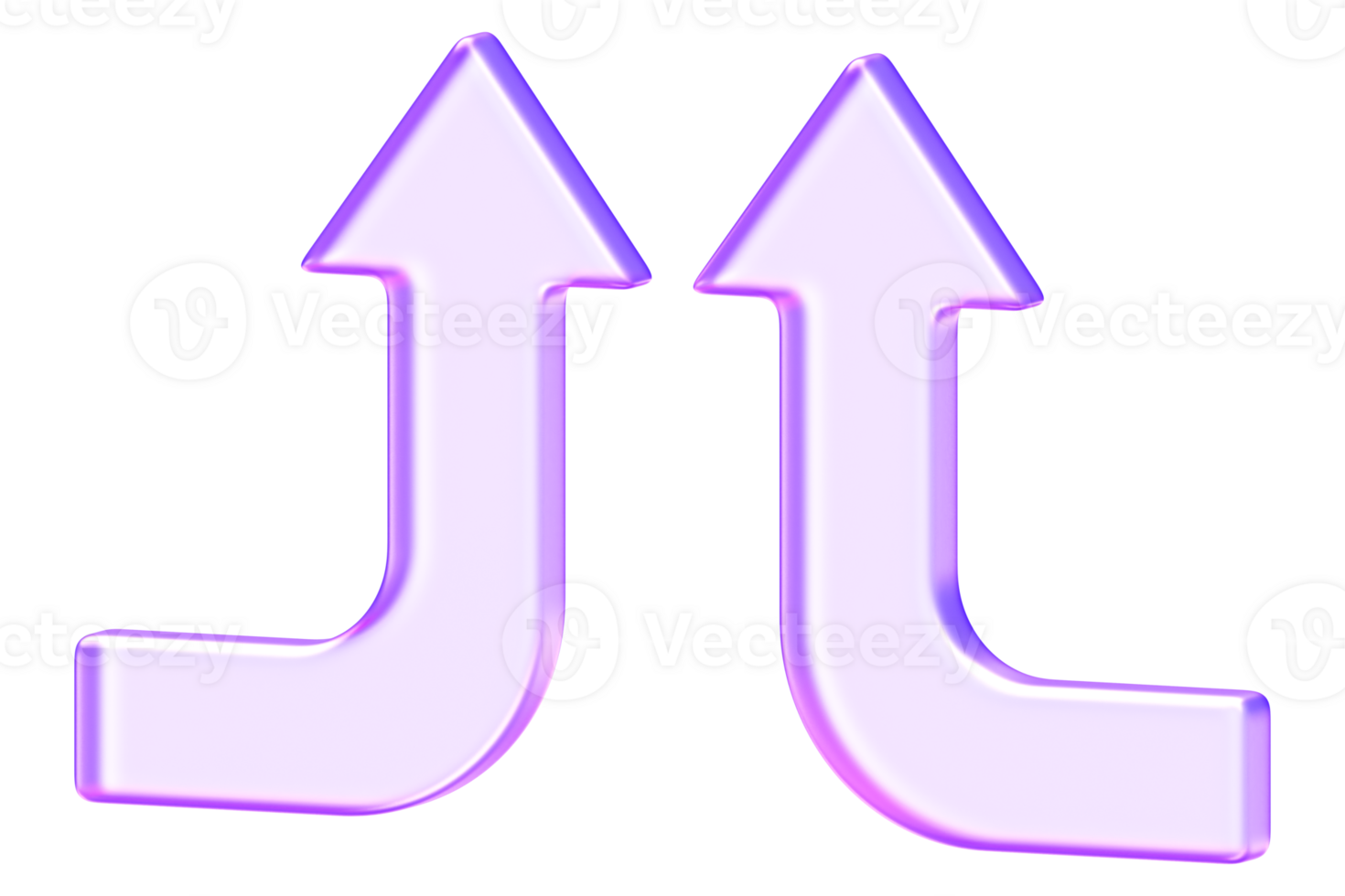 3D glassmorphism merging arrows in purple gradient. Minimal glossy style showing flow, transition, and abstract navigation for digital design. png