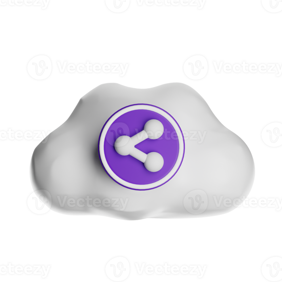 Cloud computing sharing data transferring information online storage backup 3d icon on transparent background png