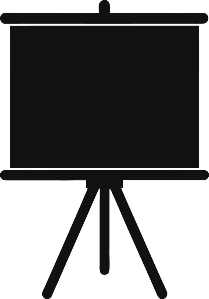 Black silhouette of a presentation screen on a tripod stand isolated on white background isolated on transparent background vector