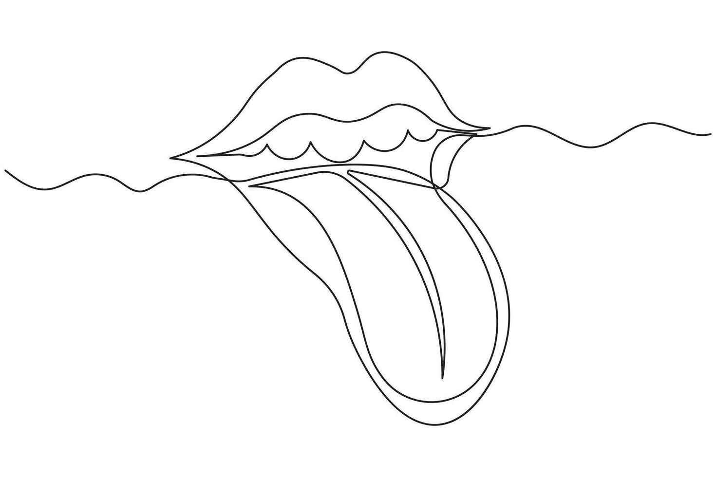 Lips isolated outline continuous one line drawing minimalist style abstract sketch vector