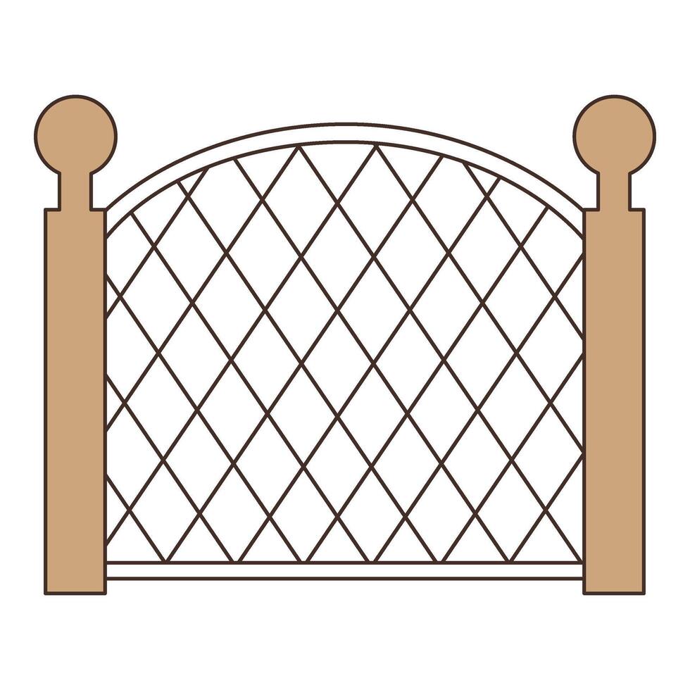 Elegant decorative garden gate with classic diamond lattice and finial posts for secure, stylish property access vector