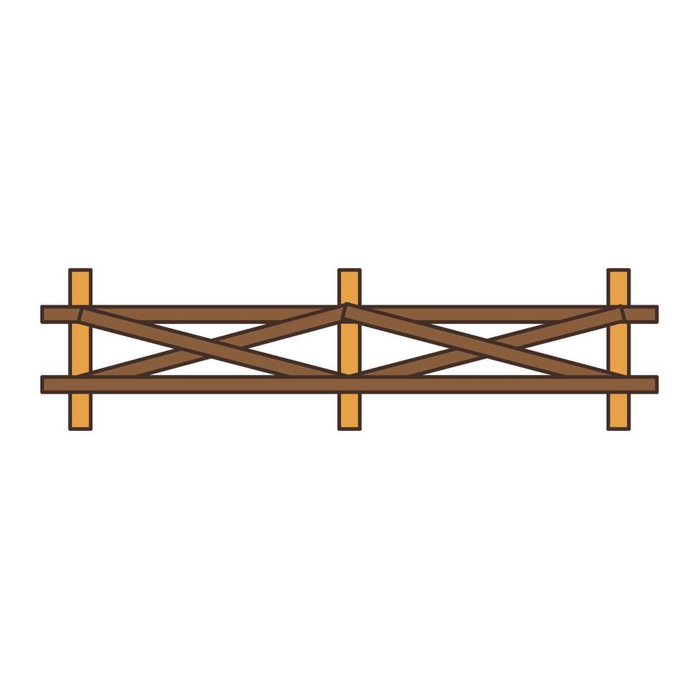 Rustic wooden ranch fence section offering timeless rural charm and boundary definition for your projects. vector