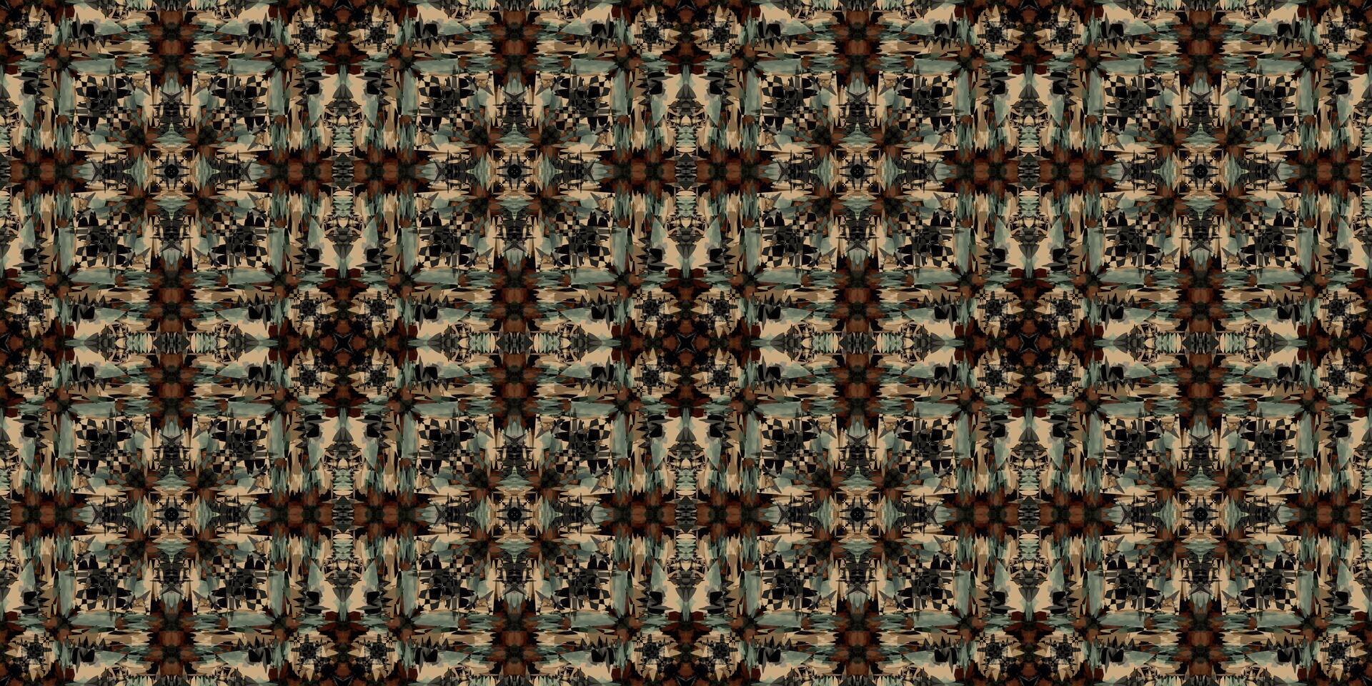 brown Textured Abstract Geometric Repeat Pattern. ornament background. Decorative wallpaper pattern. Abstract Woven Textile Pattern. Rustic Symmetrical Ethnic Print Design vector