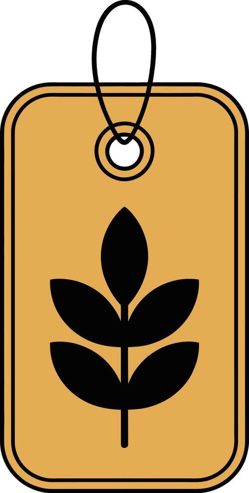 A simple tan tag with black leaf symbol for product identification and pricing. vector