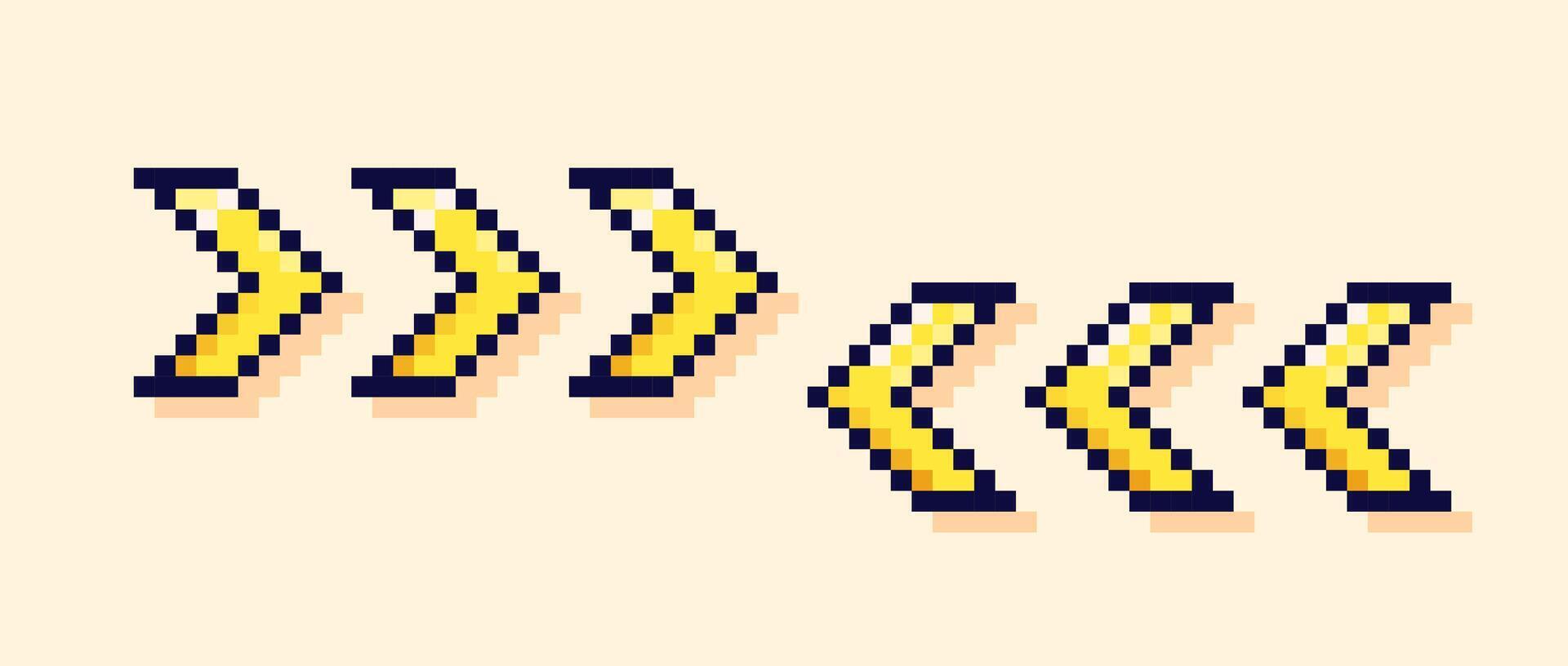 Y2K user interface arrows. Yellow pixel art elements. vector