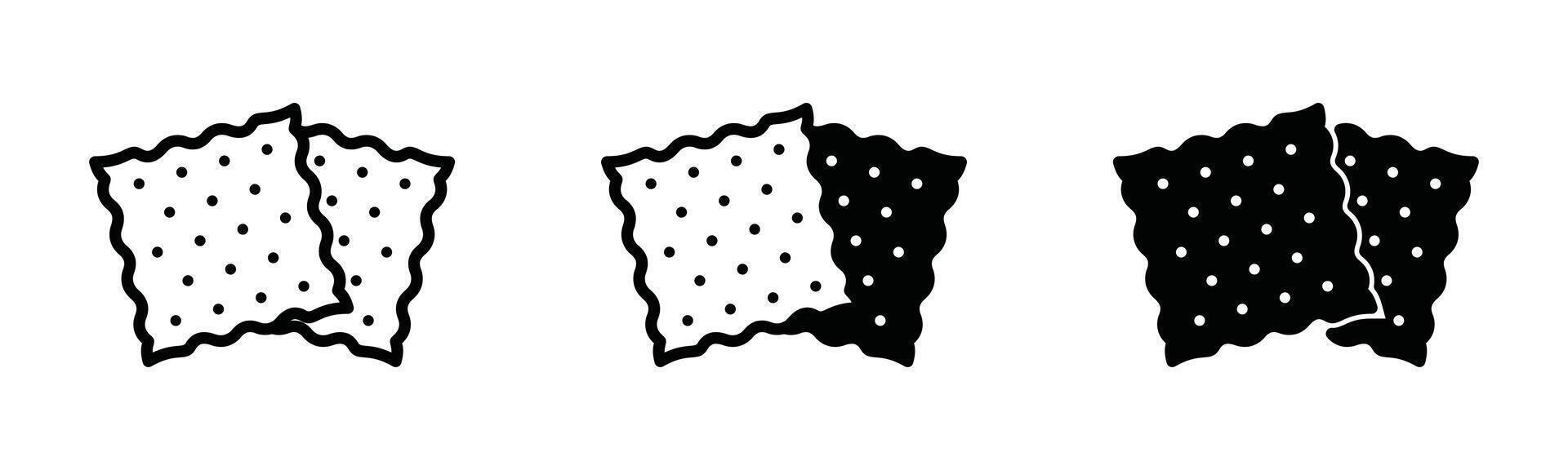 Biscuit icons. Cookie, cracker, Snack icon symbol in line and flat style on white background. Bitten biscuit icons. Bakery sign and symbol - illustration vector