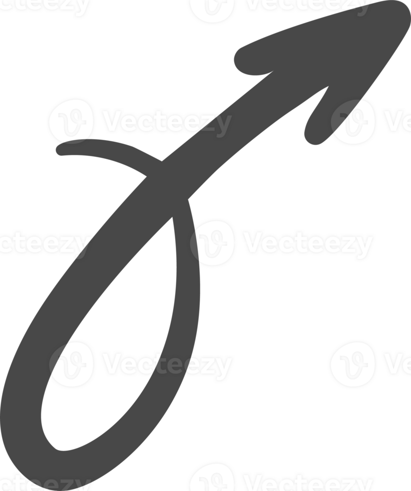 Doodle arrow. Hand-drown lines and curve scribbles. Sketch of abstract pointer in different shape png