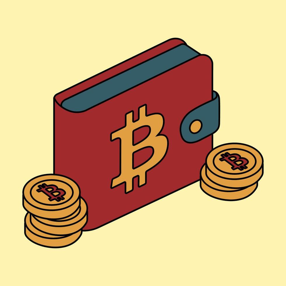 Cryptocurrency Wallet Icon with Bitcoin Tokens vector
